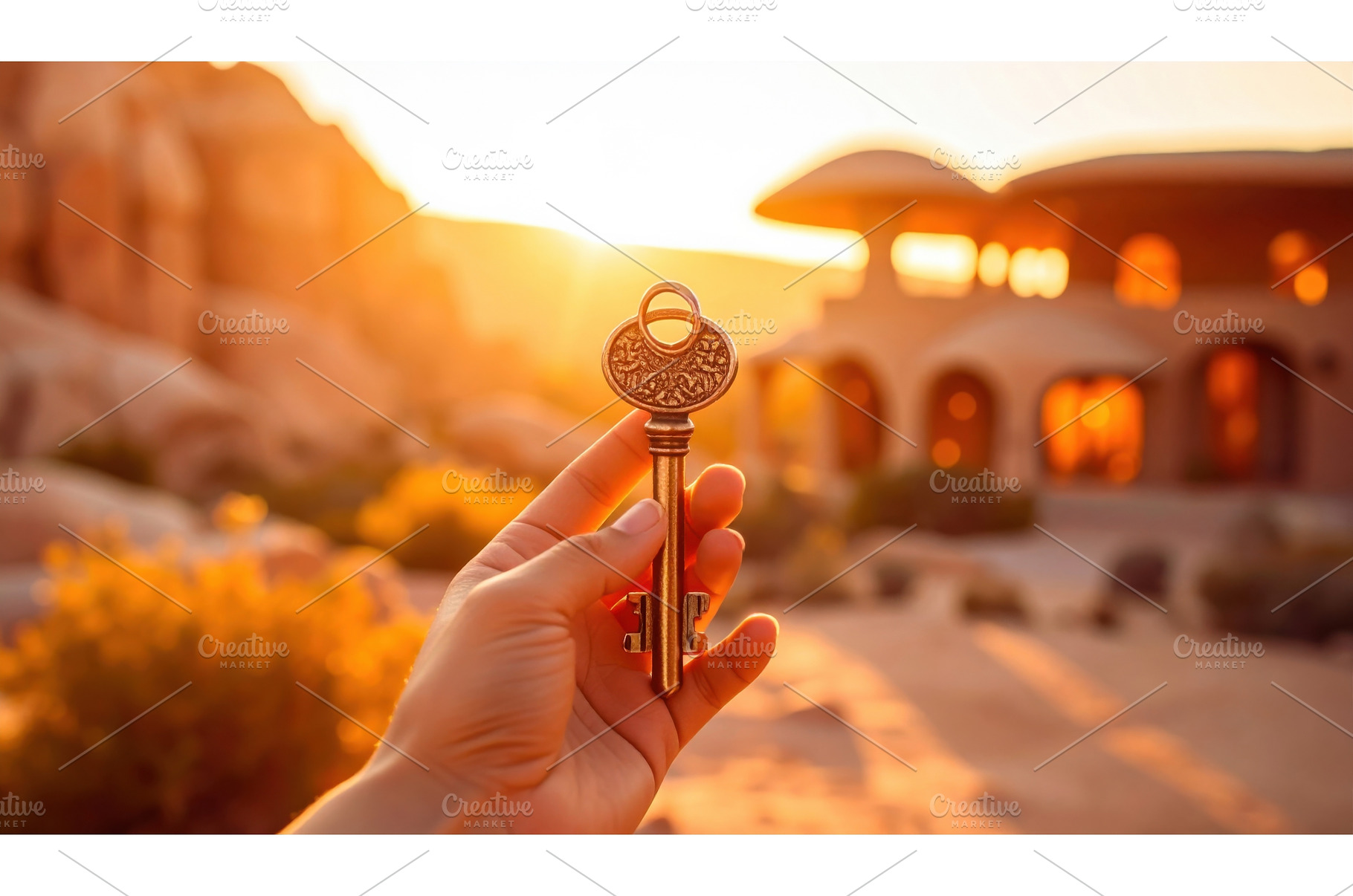 A vintage key held up to a desert, a Holiday Photo by Igor Tichonow