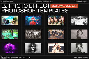 12 Photo Effect Templates, a Layer Style Add-On by iDoodle Studio