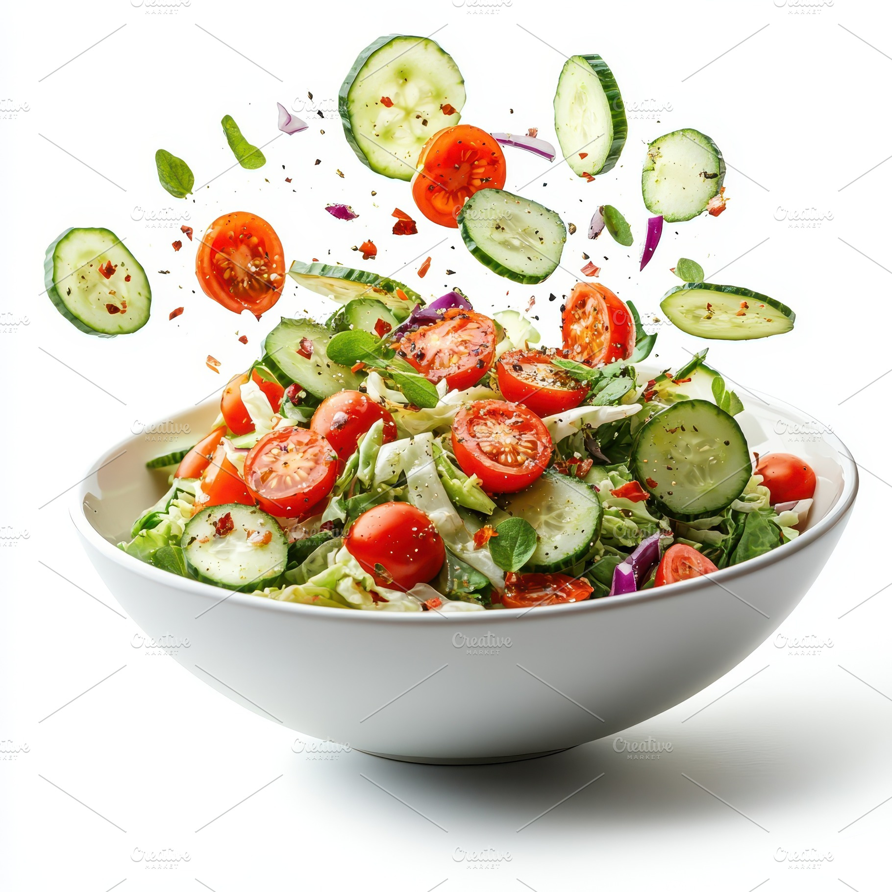 Fresh vegetable salad in a bowl ingr, a Food & Drink Photo by Pixeness Studio