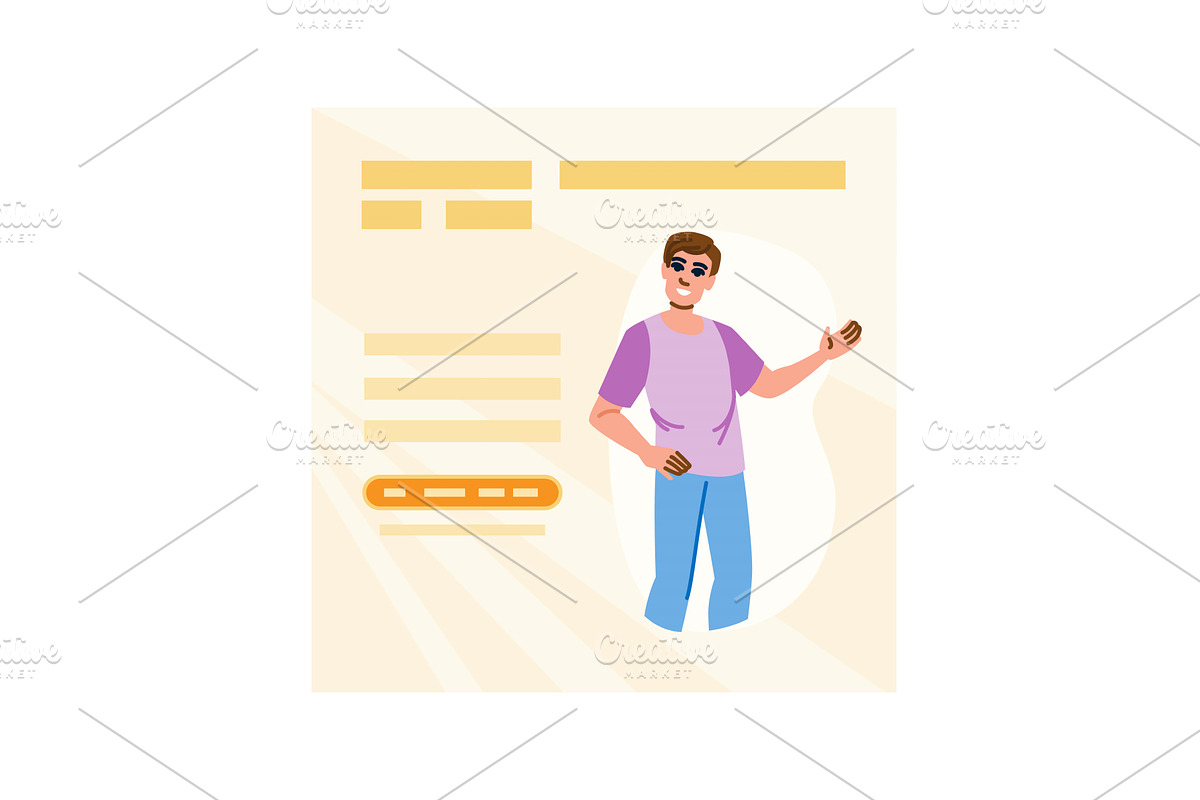 Young man showing and presenting, a Technology Illustration by pikepicture