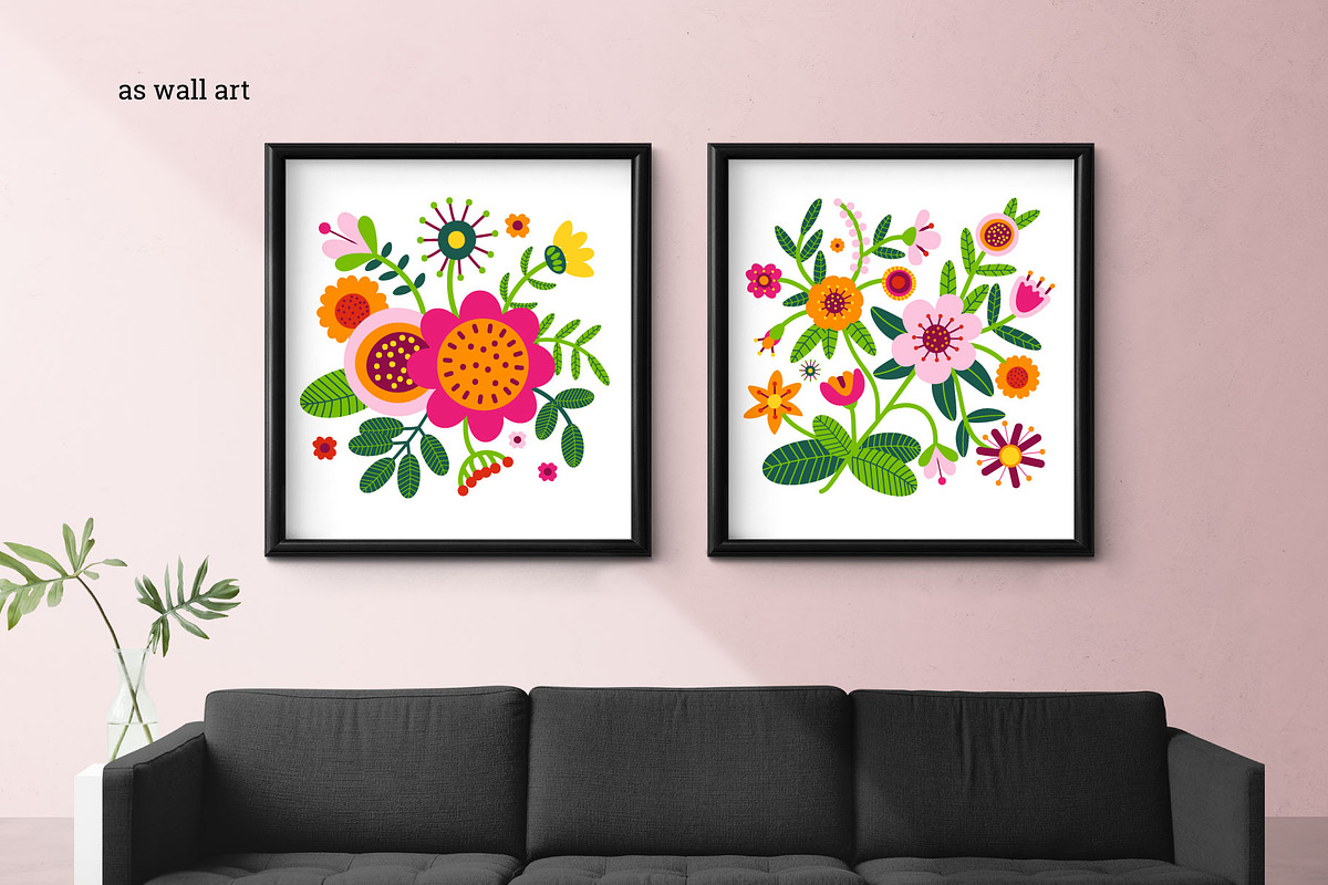 Folk Flowers. Folk Pattern, an Illustration by AvaAva (Photo 7 of 26)