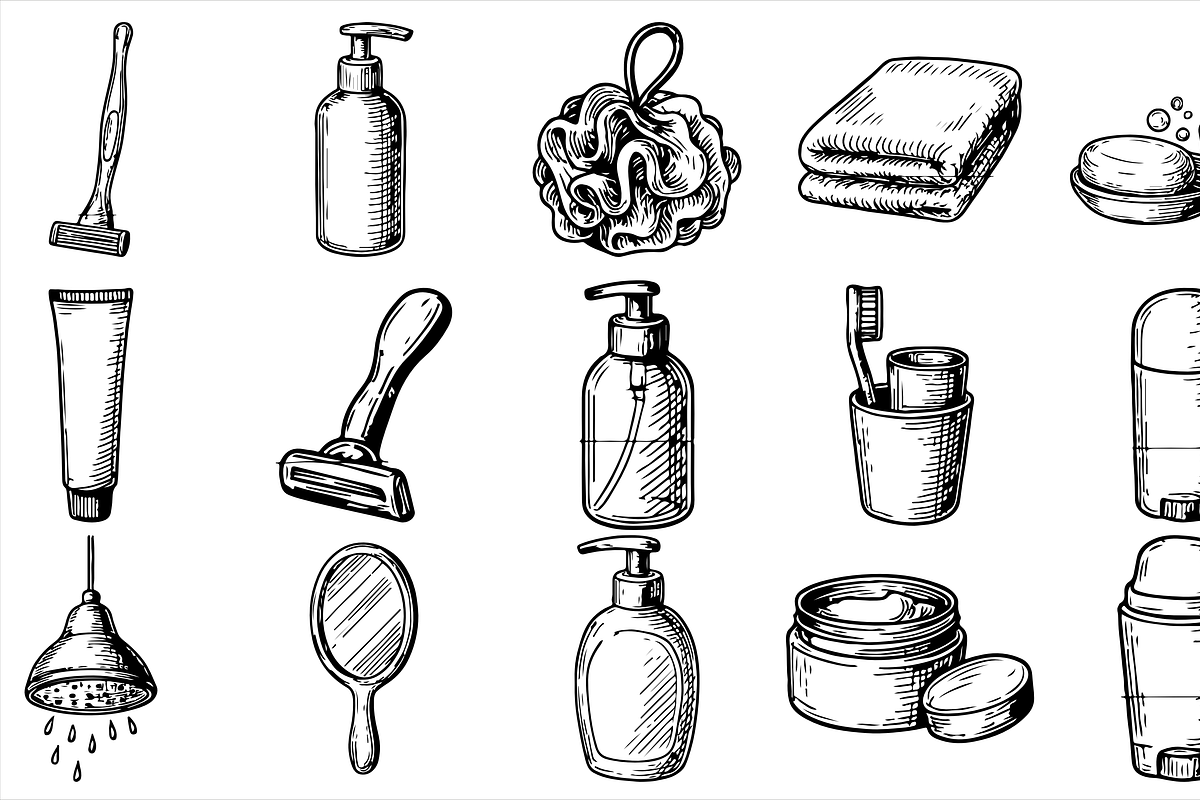 Bathroom Essentials Set, an Object Graphic by nikagraphic