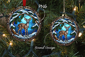 Stained Glass Fawn Ornament Art, a Transportation Illustration by CrexoraLab