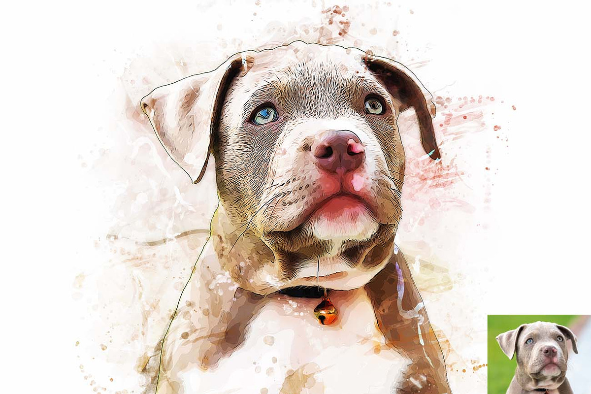 Pet Portrait Watercolor Art Generato, an Action Add-On by Studio Retouch (Photo 2 of 12)