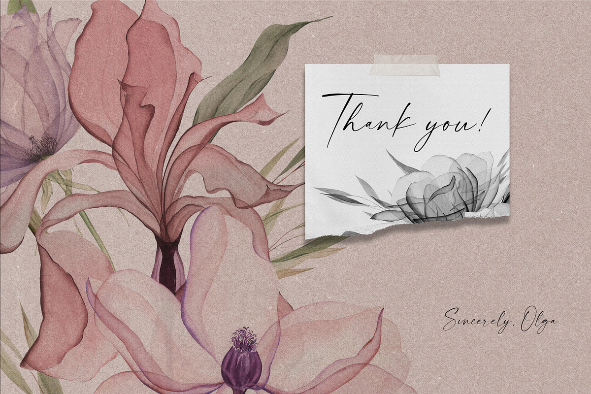 X-Ray Flowers Watercolor, an Object Illustration by Olga Koelsch (Photo 13 of 13)
