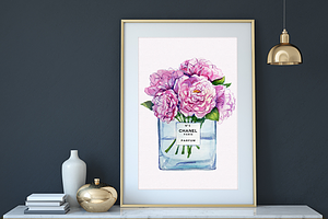 Printable Watercolor Peony in a Vase