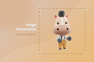 3D Cute Horse Illustration