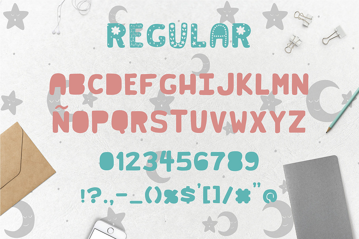 Bear cub Scandinavian kids font+MORE preview 3