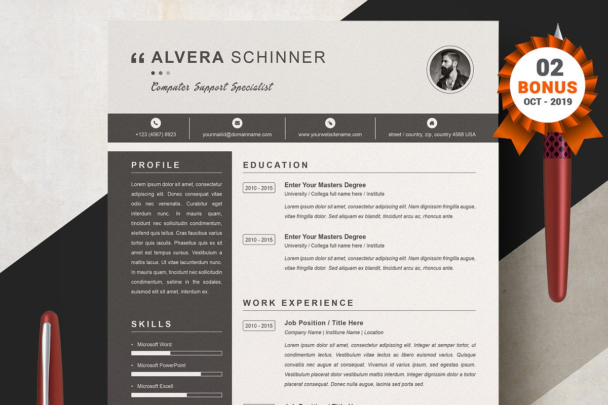 Resume/CV Bundle | 200+ for $29, a Resume Template by ResumeInventor (Photo 78 of 207)