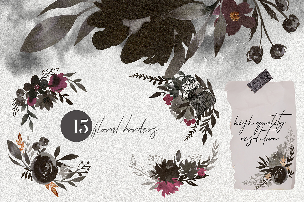 Floral Ink Hand Painted Collection, an Illustration by Kate Galunga Artstore (Photo 10 of 11)