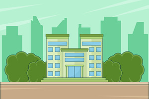 hotel building landscaped vector