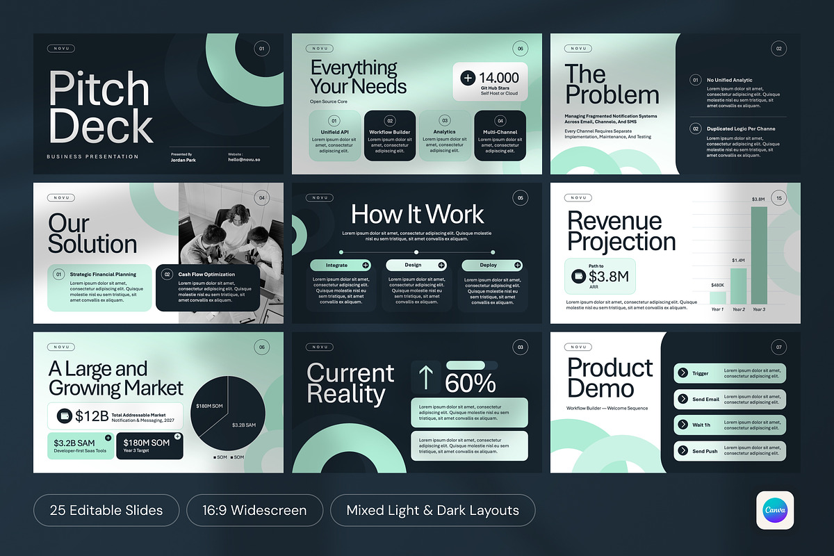 Novu Creative Pitch Deck Canva, a Presentation Template by PaperSlides (Photo 2 of 4)