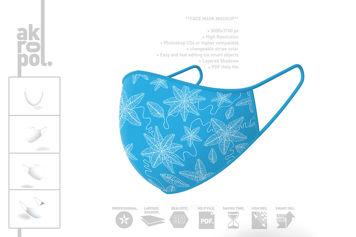 Face Mask Mockup -02, a Mask Mockup by akropol (Photo 3 of 4)