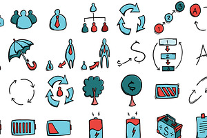 540 Business Doodle Icons Color Set