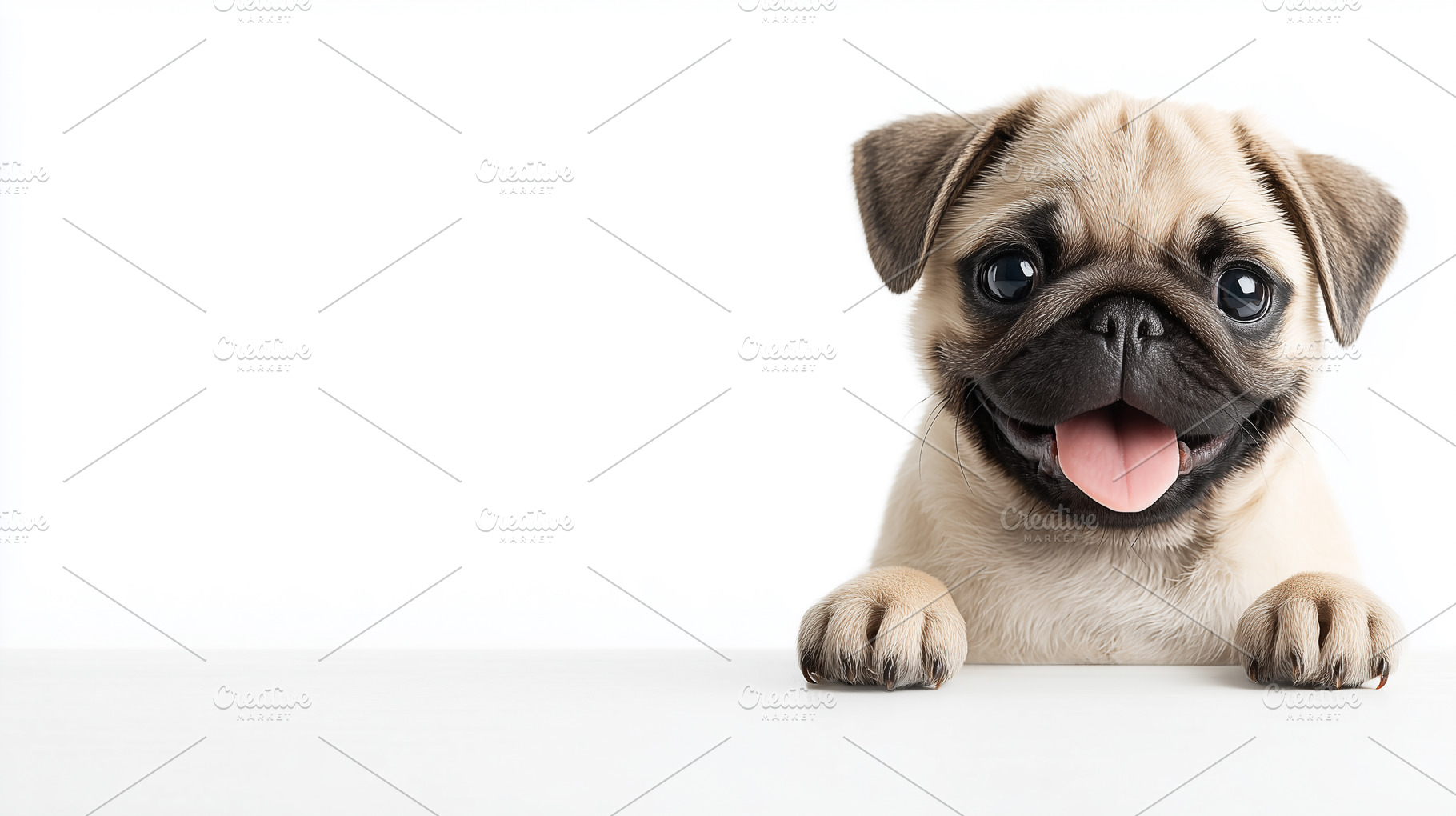 Cute smiling pug puppy with big eyes, an Animal Photo by MistyDay