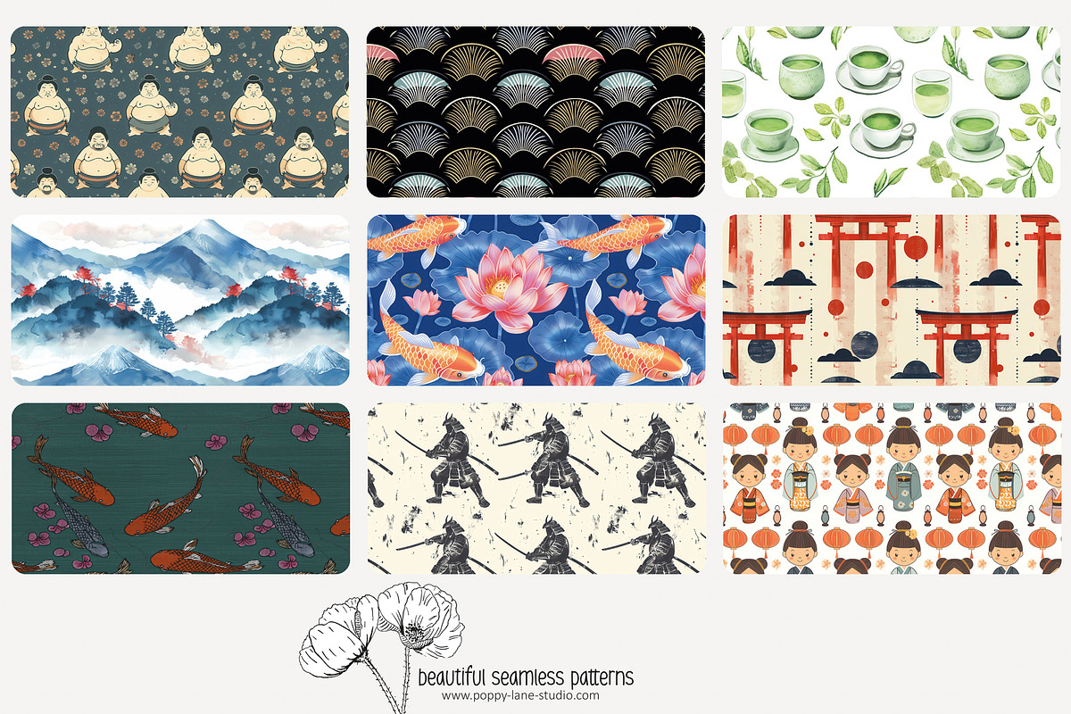 70 Japan seamless pattern, a Pattern Graphic by Poppy Lane Studio (Photo 6 of 10)