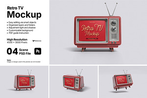 Retro TV Mockup Bundle Set, a Wearable Device Mockup by Rielismee