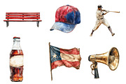 Vintage Baseball Game Day Clipart, an Illustration by CreationArt (Thumbnail 3 of 5)