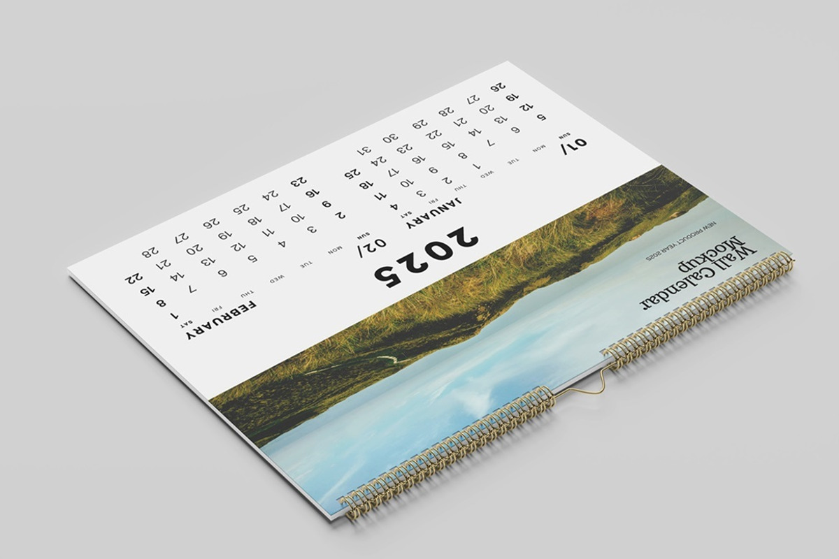 Landscape Wall Calendar Mockup, a Product Mockup by Tokobeta (Photo 2 of 9)