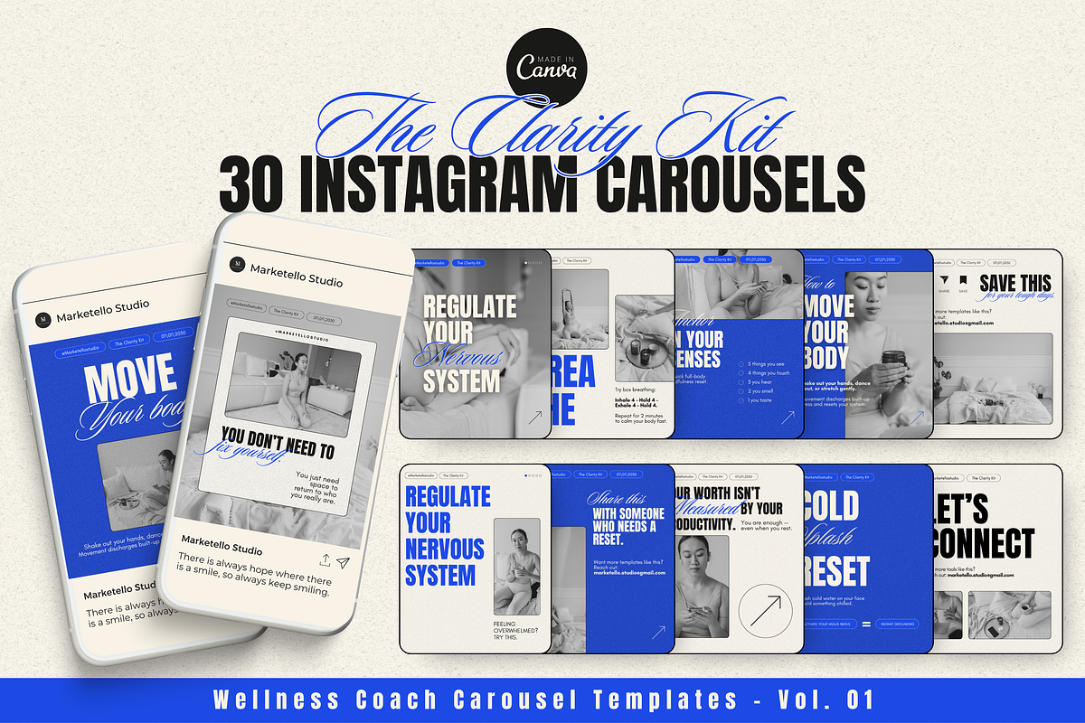 Instagram Carousel CANVA Templates, a Social Media Template by Marketello Studio (Photo 1 of 5)