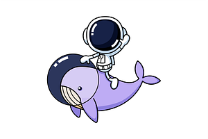 Cute Astronaut Riding A Whale