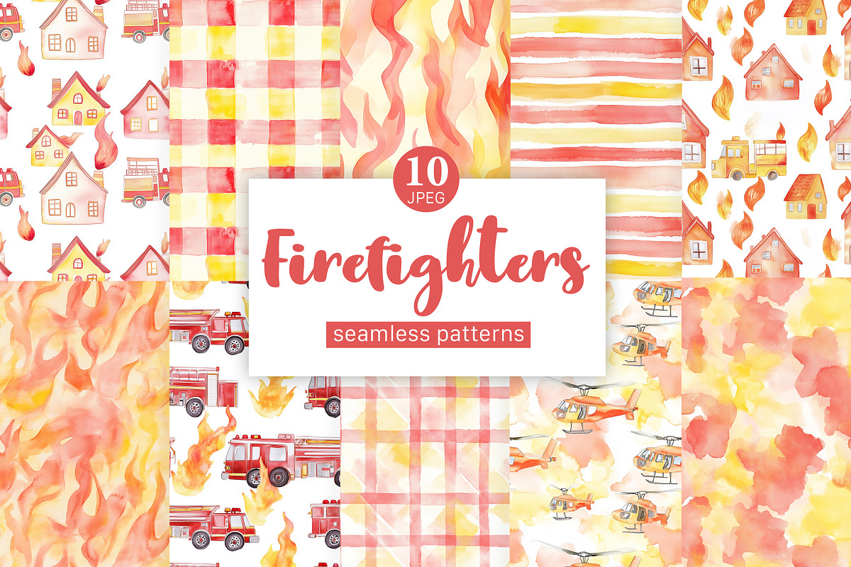 Firefighters Digital Papers, a Pattern Graphic by GlamArtZhanna (Photo 1 of 4)
