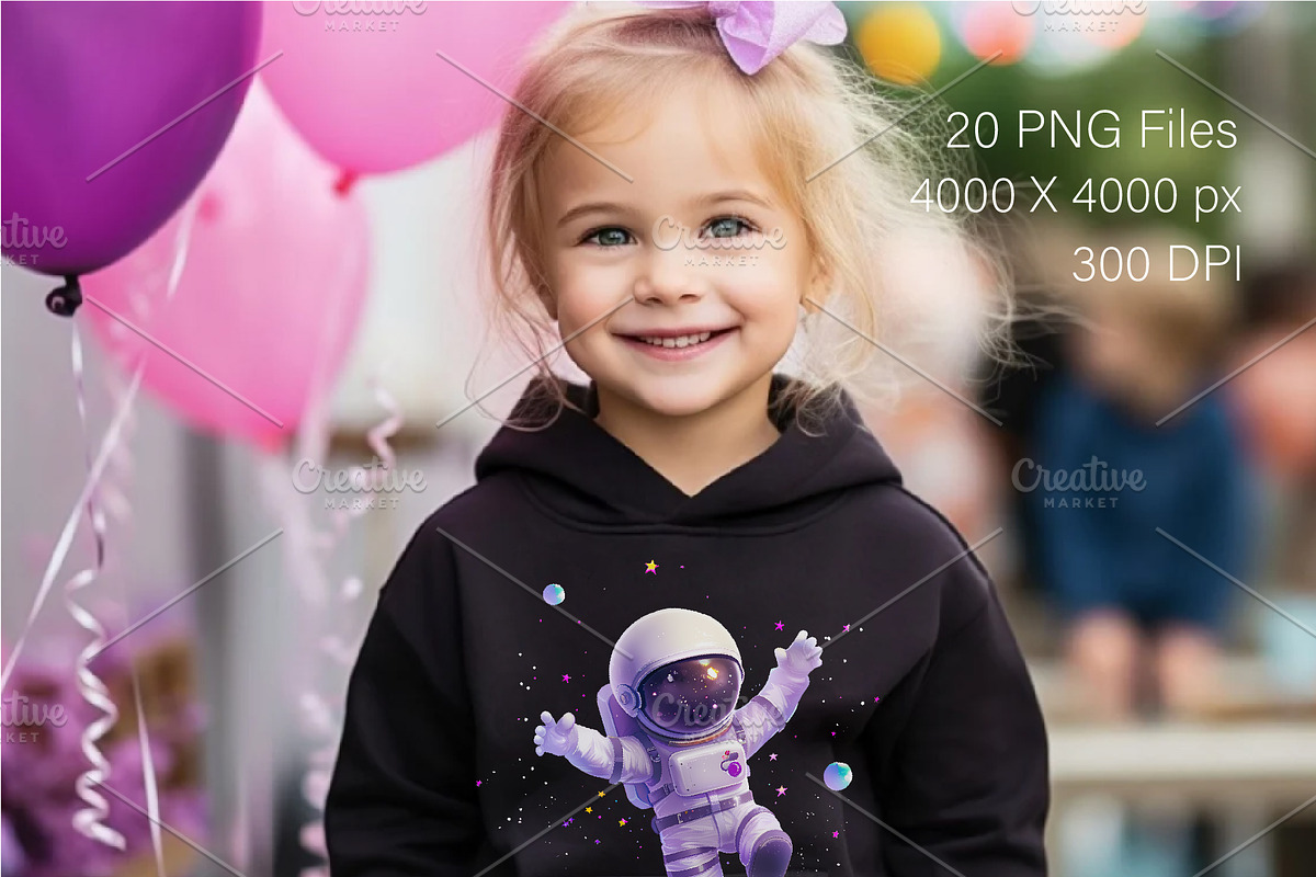 Cute baby astronaut 01. T-Shirt, PNG, an Animal Illustration by KENO Mascots (Photo 6 of 10)