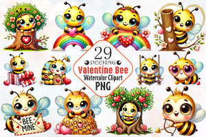 Peeking valentine bee clipart, an Illustration by RobertsArt