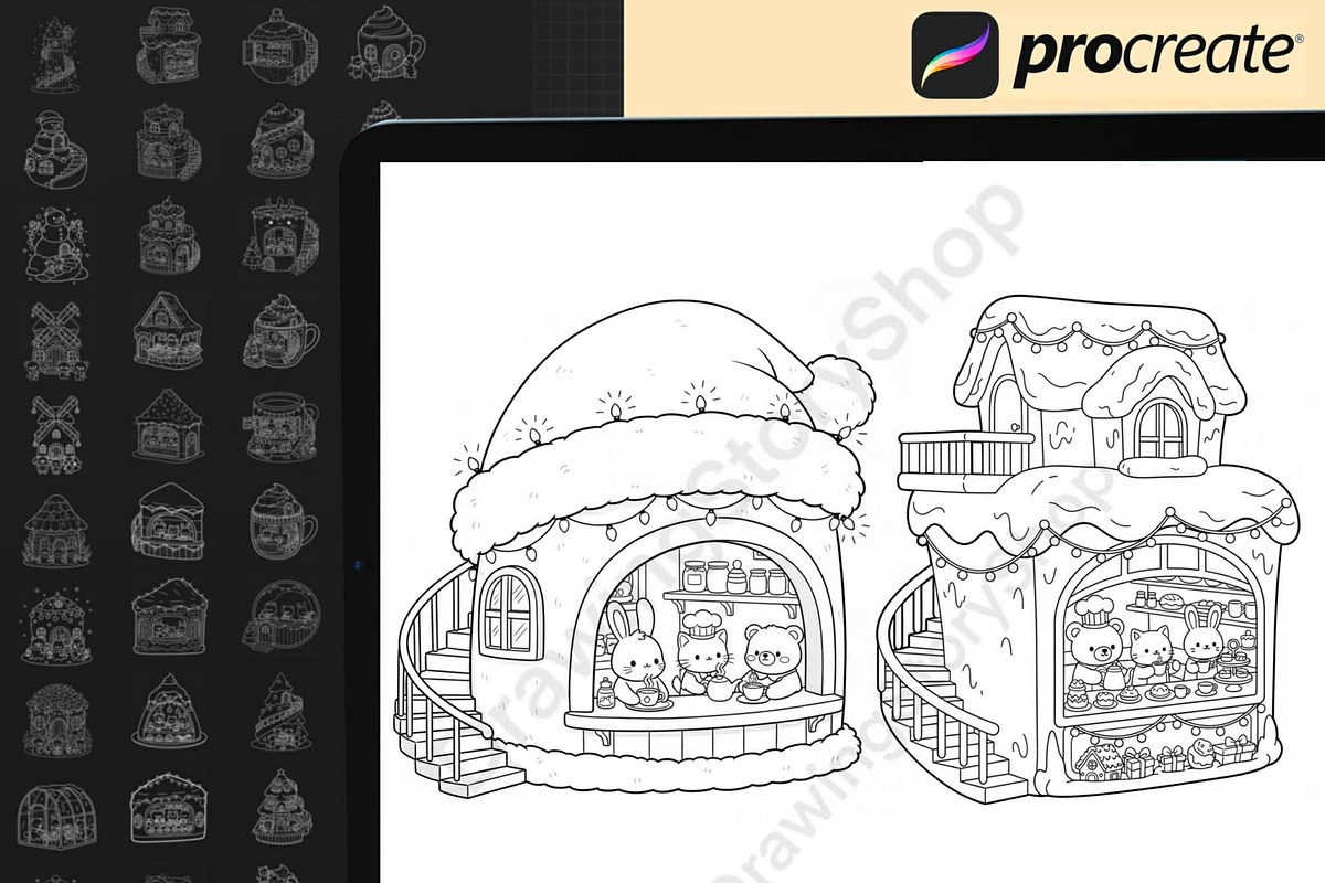 100 Procreate Christmas Stamps Brush, a Brush Add-On by DrawingStoryShop