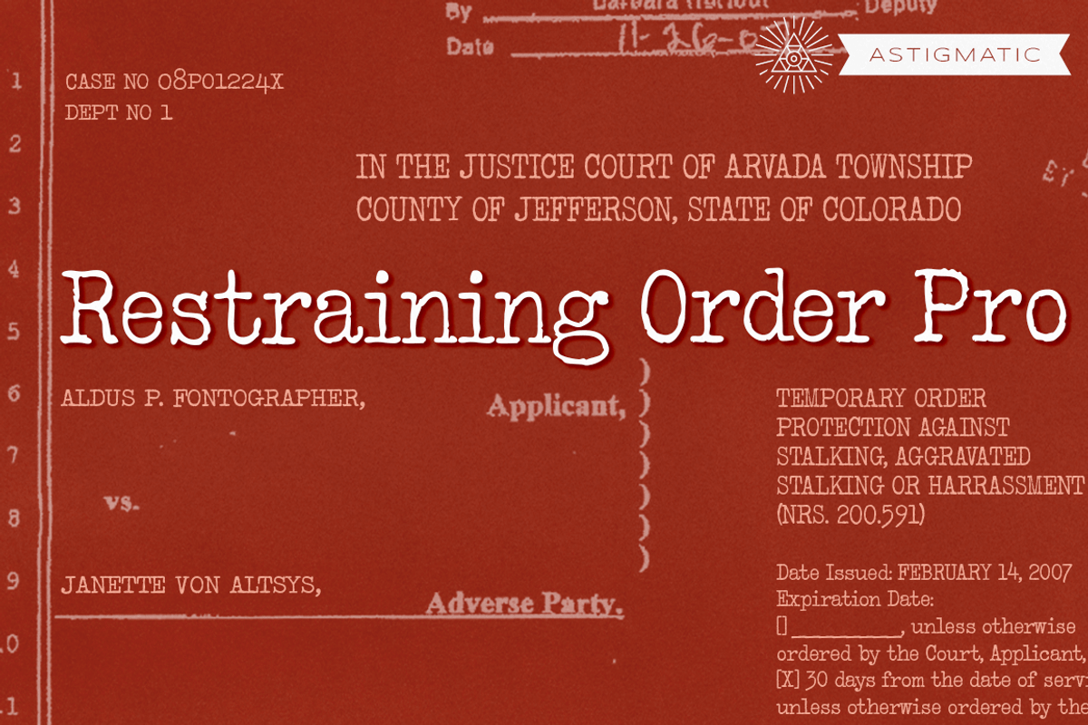 Restraining Order Pro, a Font by Astigmatic (Photo 1 of 5)
