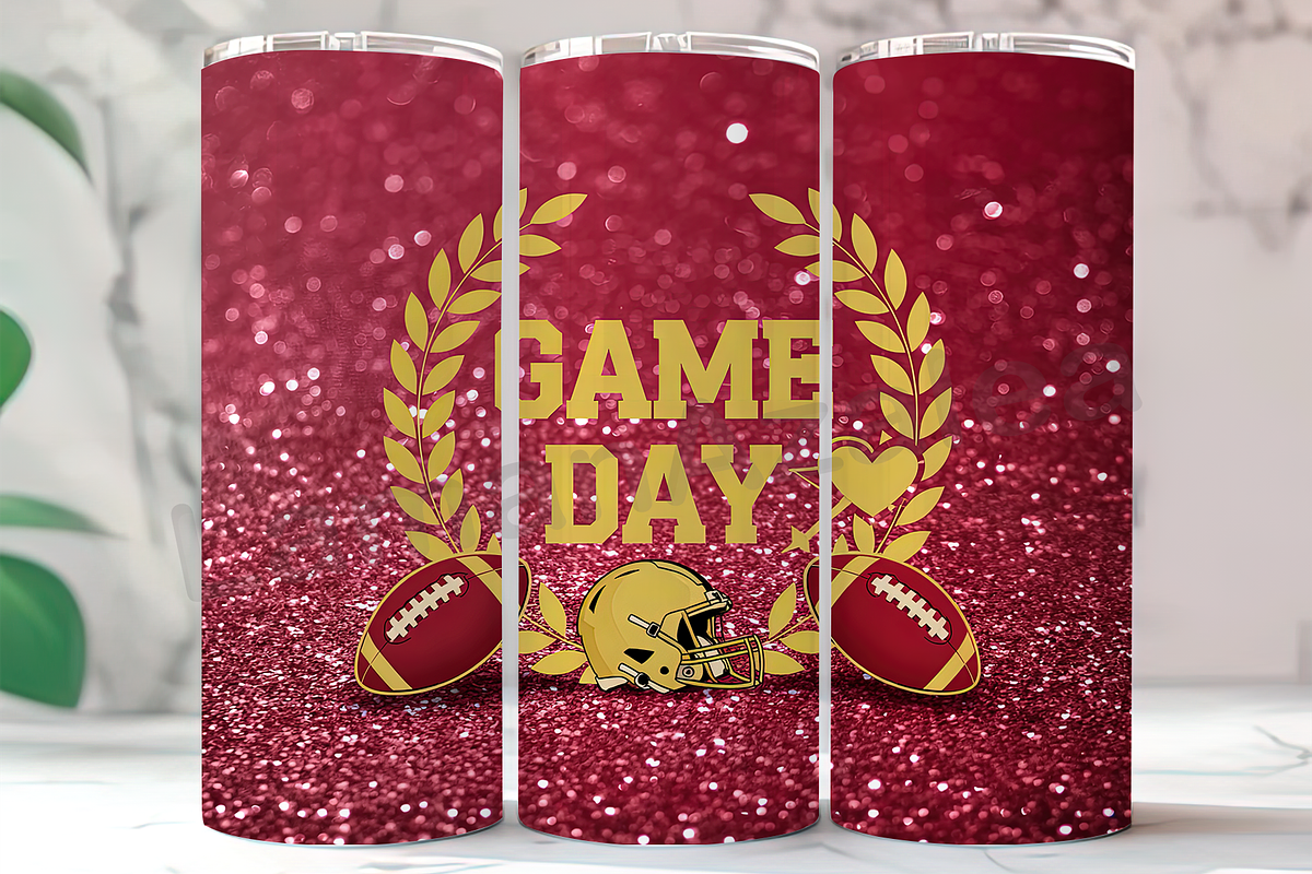 Red & Gold Glitter Football Tumbler, an Arts & Entertainment Photo by LamanAzalea (Photo 2 of 2)