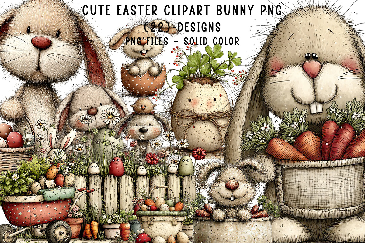 Cute Easter Clipart Bunny Png, an Illustration by CreationArt (Photo 1 of 5)