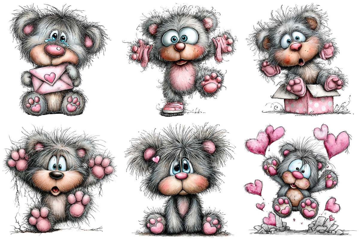 Funny Panic teddy bear Clipart, an Illustration by Craft Nest (Photo 8 of 11)
