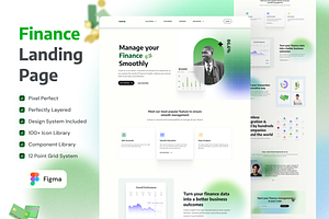 Modern Finance/Fintech Landing Page, an UI Kit Template by aideas