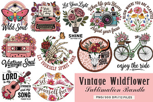 Vintage Wildflower Sublimation, an Illustration by CreationArt