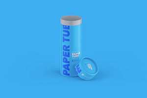 Opened Paper Tube Mockup 40x122mm