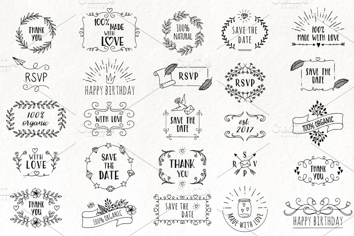 75 Hand-Sketched Logos, a Branding & Logo Template by Franzi draws (Photo 3 of 5)