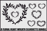 8 Heart Silhouette Floral Frames, an Illustration by hafijul (Thumbnail 1 of 9)