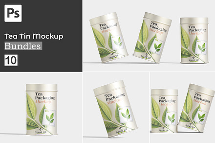 Tea tin rounded packaging mockup
