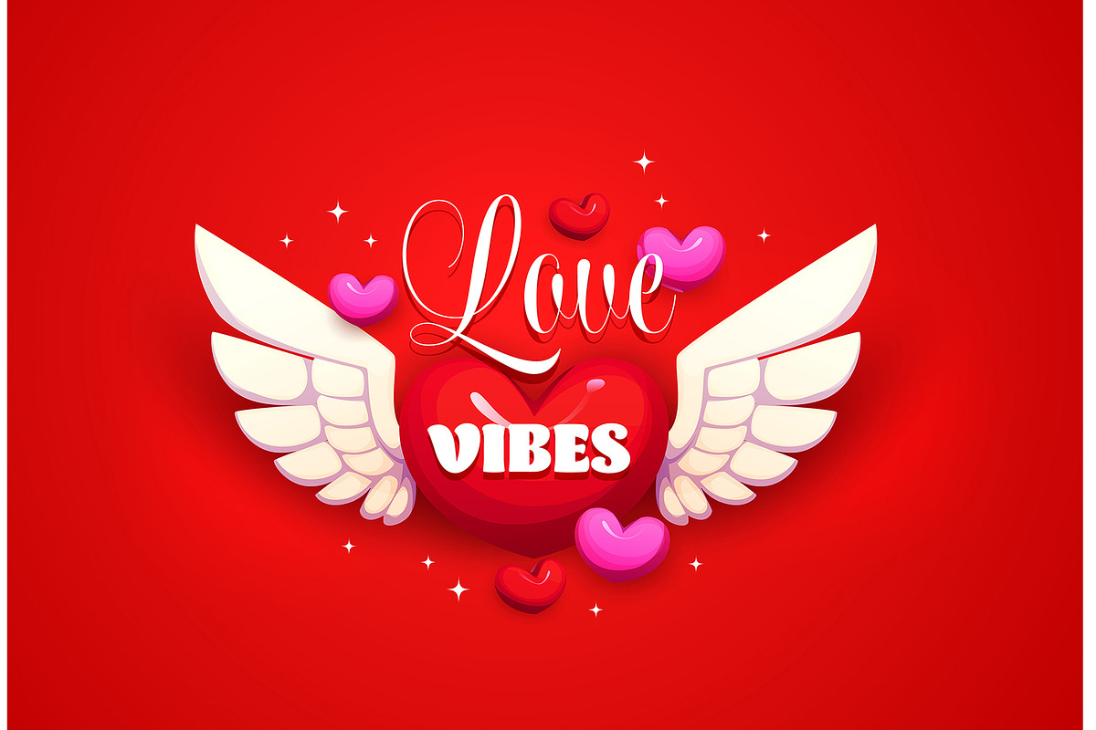 Love vibes Valentine day quote, an Illustration by Vector Tradition (Photo 3 of 3)