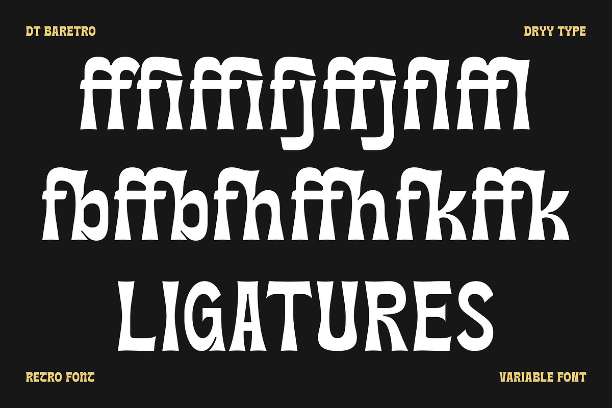 DT Baretro - Retro Display, a Symbol Font by Dryy.type (Photo 7 of 11)