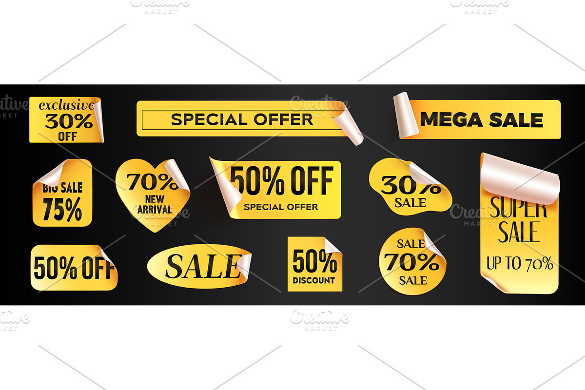 Gold discount badge sticker, an Object Illustration by art PVP - market