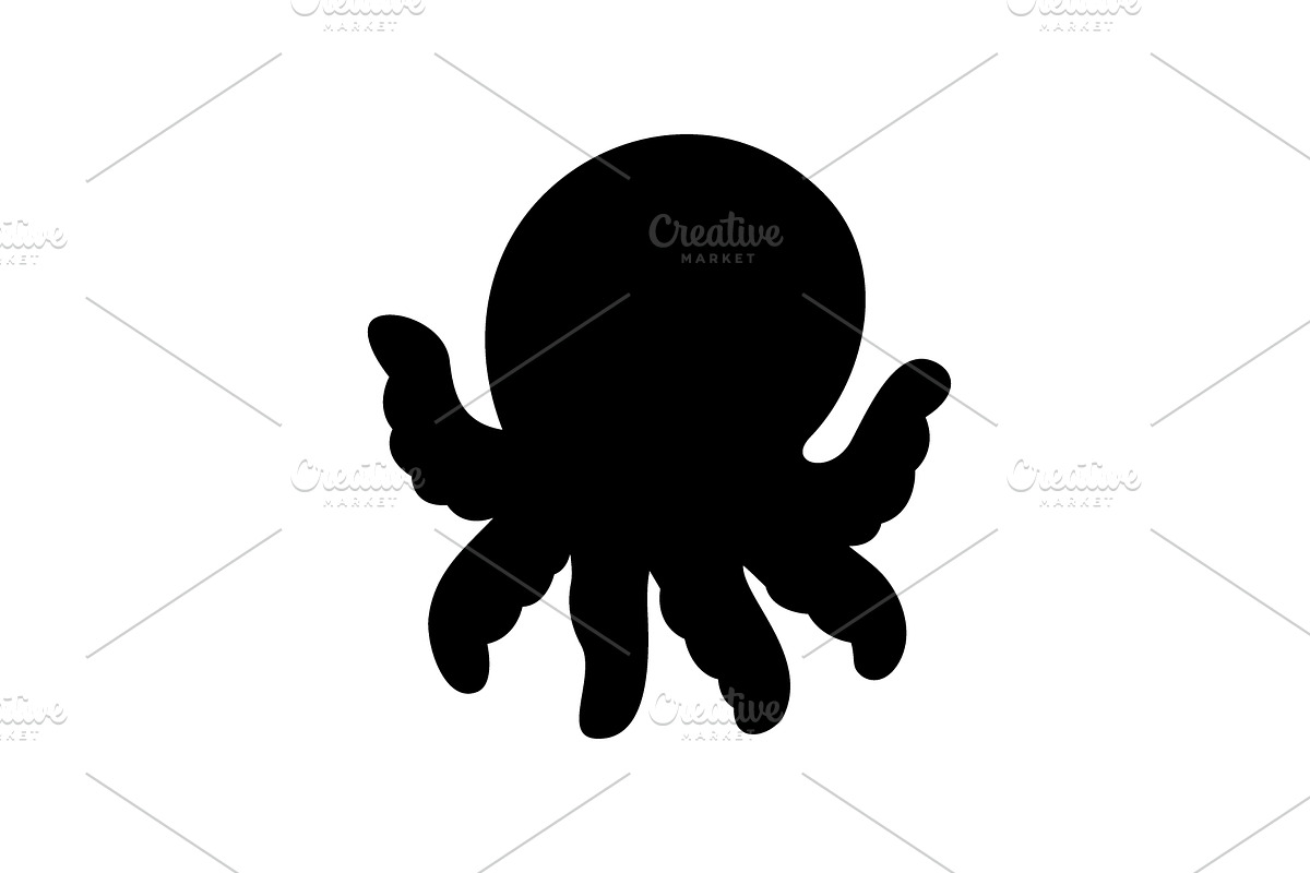 Black silhouette of cute octopus, an Animal Illustration by GraphiShop