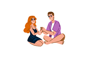 Young couple holding hands and, a Person Illustration by pikepicture