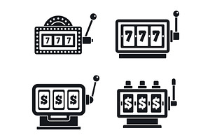 Casino slot machine icons set, an Object Illustration by Ylivdesign