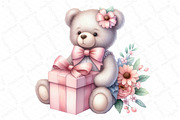 Teddy Bear with Gift Box Clipart, an Illustration by DreamPrint404 (Thumbnail 3 of 4)