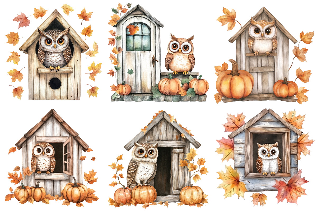Autumn Owl House Sublimation, an Illustration by CitraGraphics (Photo 6 of 6)