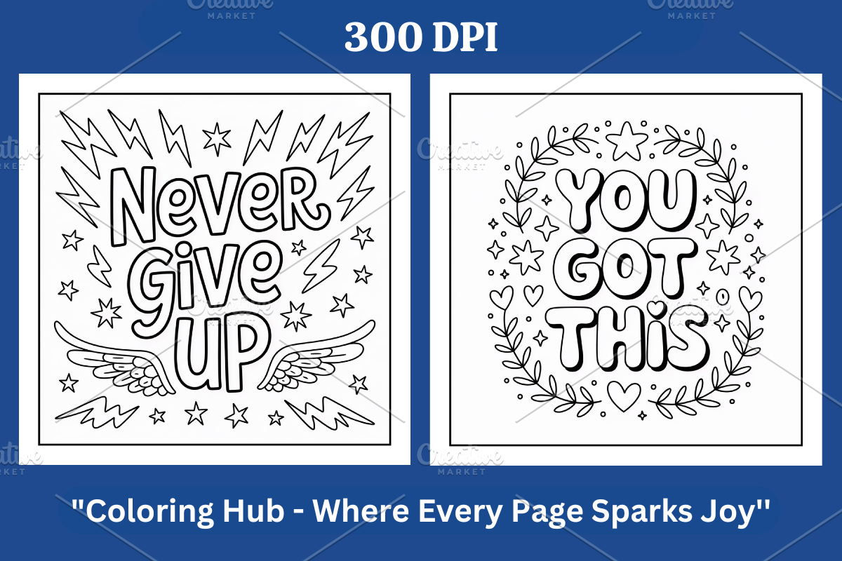 Positive Quotes Coloring Pages, a Decorative Illustration by Coco Bloom (Photo 4 of 4)