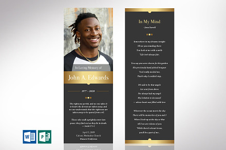 Remember Gold Funeral Bookmark, a Card Template by Godserv Designs