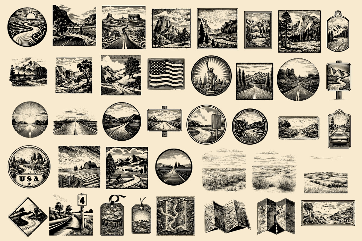 USA Retro Road Trip illustrations, an Object Illustration by Nocturnal Wolf (Photo 8 of 19)